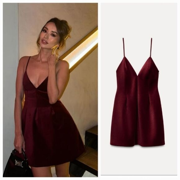 NWT ZARA SHORT VELVET DRESS VOLUMINOUS - Picture 6 of 17